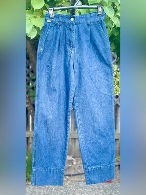 Cotton denim high-waisted pleated jeans, FRNCH Paris Size 26